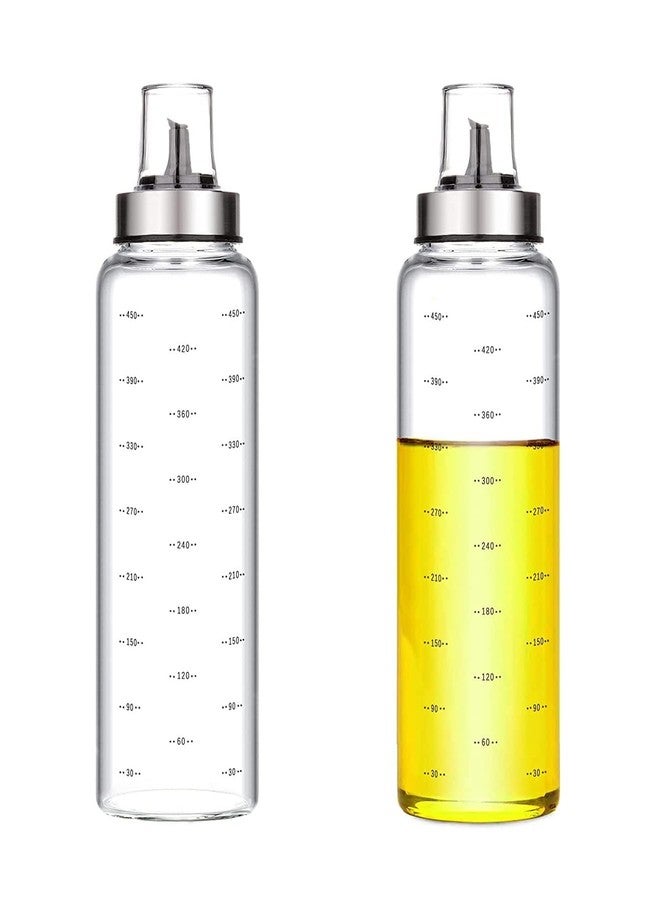 Baskety Borosilicate Dispenser Jar with Lid Olive Oil Dispenser Bottle for Kitchen Air Fryer BBQ with Wide Neck- 500 ml, 2 Pieces, White - Image 1